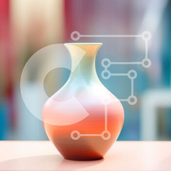 Intra Συλλεκτικό Ξύλινο Παζλ Plywood  4mm - Πορτοκαλί και κόκκινο βάζο στο τραπέζι με πολύχρωμους τοίχους Σε Ξύλινο Κουτί - Διαστάσεις Puzzle: 10x10 cm – 25 κομμάτια - Image 1