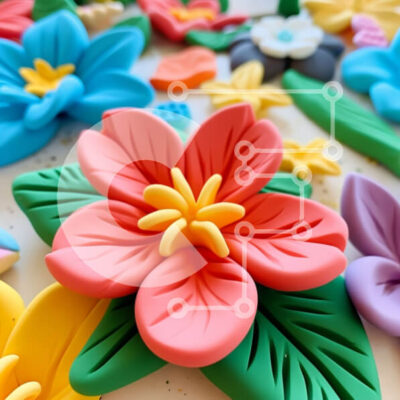 Intra Συλλεκτικό Ξύλινο Παζλ Plywood  4mm - Ζωντανά πλαστικά λουλούδια σε λευκό φόντο Σε Ξύλινο Κουτί - Διαστάσεις Puzzle: 10x10 cm – 25 κομμάτια - Image 1