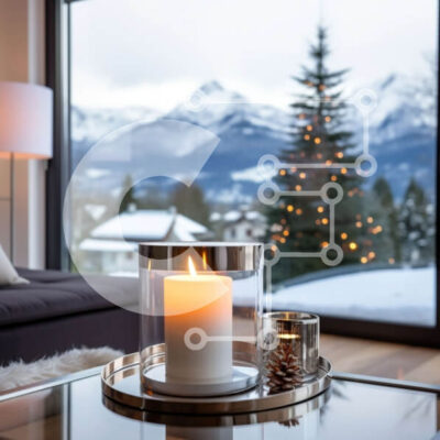 Intra Συλλεκτικό Ξύλινο Παζλ Plywood  4mm - Τραπεζάκι σαλονιού γυάλινο με κηροπήγια και κουκουνάρι Σε Ξύλινο Κουτί - Διαστάσεις Puzzle: 10x10 cm – 25 κομμάτια - Image 1