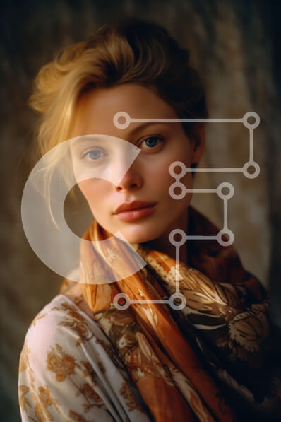 Intra Συλλεκτικό Ξύλινο Παζλ Plywood  4mm - Πορτρέτο γυναίκας που φοράει κασκόλ κοιτάζοντας την κάμερα Σε Ξύλινο Κουτί - Διαστάσεις Puzzle: 10x10 cm – 25 κομμάτια