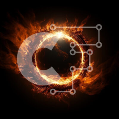 Intra Συλλεκτικό Ξύλινο Παζλ Plywood  4mm - Έντονη θερμότητα και φως: Πύρινος δακτύλιος φλόγας σε σκοτεινό φόντο Σε Ξύλινο Κουτί - Διαστάσεις Puzzle: 10x10 cm – 25 κομμάτια - Image 1