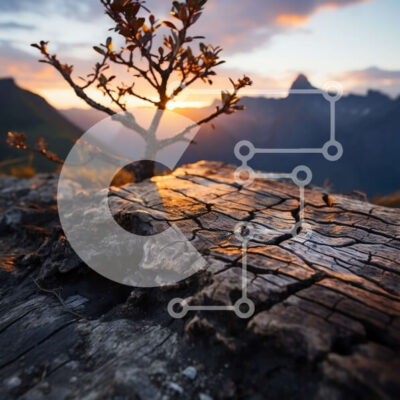 Intra Συλλεκτικό Ξύλινο Παζλ Plywood  4mm - Εκπληκτικό τοπίο ηλιοβασιλέματος με μοναχικό δέντρο και σιλουέτα βουνού Σε Ξύλινο Κουτί - Διαστάσεις: 10x10 cm – 25 κομμάτια - Image 1