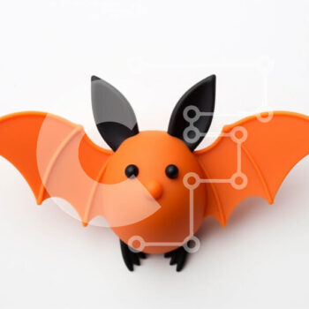 Intra Συλλεκτικό Ξύλινο Παζλ Plywood  4mm - Πορτοκαλί ειδώλιο νυχτερίδας σε άσπρο φόντο Σε Ξύλινο Κουτί - Διαστάσεις Puzzle: 10x10 cm – 25 κομμάτια - Image 1