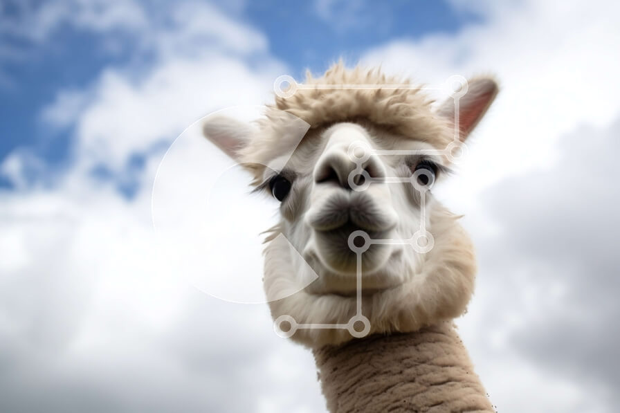 Intra Συλλεκτικό Ξύλινο Παζλ Plywood  4mm - Κοντινό πλάνο του Alpaca που κοιτάζει επίμονα την κάμερα Σε Ξύλινο Κουτί - Διαστάσεις: 10x10 cm – 25 κομμάτια