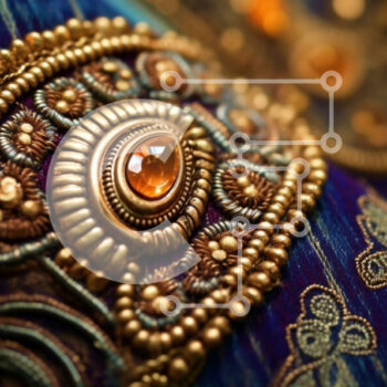 Intra Συλλεκτικό Ξύλινο Παζλ Plywood  4mm - Πολυτελές μπλε και χρυσοκέντητο ύφασμα με περίπλοκα σχέδια Σε Ξύλινο Κουτί - Διαστάσεις Puzzle: 10x10 cm – 25 κομμάτια - Image 1