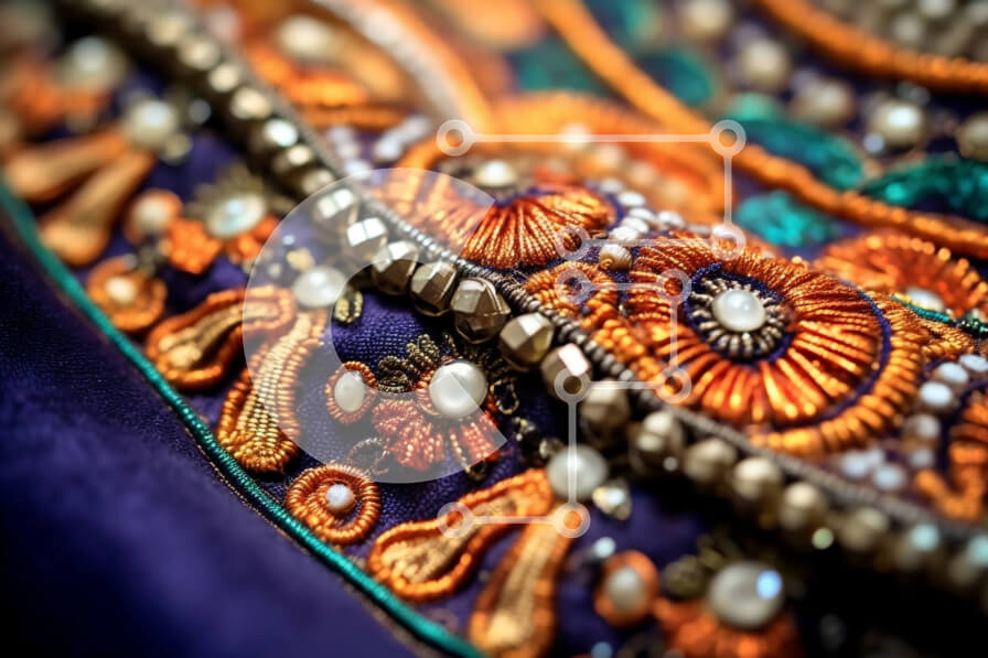 Intra Συλλεκτικό Ξύλινο Παζλ Plywood  4mm - Εκπληκτική εικόνα γυναίκας με κεντημένο φόρεμα σε μπλε φόντο Σε Ξύλινο Κουτί - Διαστάσεις Puzzle: 10x10 cm – 25 κομμάτια