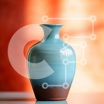 Intra Συλλεκτικό Ξύλινο Παζλ Plywood  4mm - Μπλε βάζο σε πορτοκαλί τραπέζι Σε Ξύλινο Κουτί - Διαστάσεις Puzzle: 10x10 cm – 25 κομμάτια - Image 1