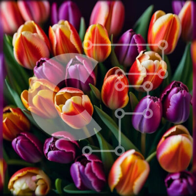 Intra Συλλεκτικό Ξύλινο Παζλ Plywood  4mm - Όμορφη εικόνα με πολύχρωμες τουλίπες σε ένα βάζο Σε Ξύλινο Κουτί - Διαστάσεις: 10x10 cm – 25 κομμάτια - Image 1