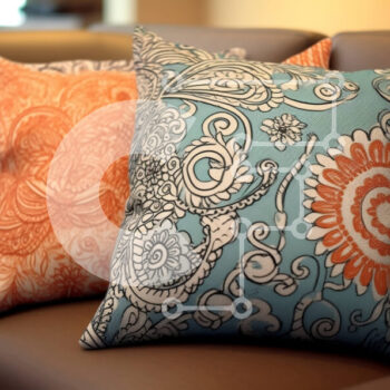 Intra Συλλεκτικό Ξύλινο Παζλ Plywood  4mm - Άνετος και κομψός καφές δερμάτινος καναπές με πολύχρωμα μαξιλάρια ριχτάρι Σε Ξύλινο Κουτί - Διαστάσεις Puzzle: 10x10 cm – 25 κομμάτια - Image 1