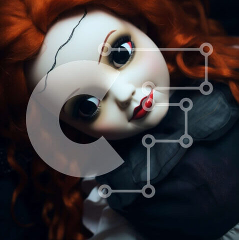 Intra Συλλεκτικό Ξύλινο Παζλ Plywood  4mm - Κοκκινομάλλης κούκλα ξαπλωμένη Σε Ξύλινο Κουτί - Διαστάσεις Puzzle: 10x10 cm – 25 κομμάτια - Image 1