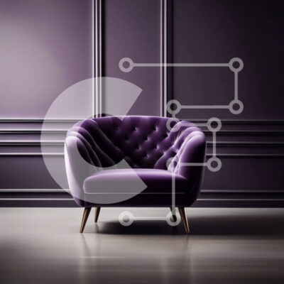 Intra Συλλεκτικό Ξύλινο Παζλ Plywood  4mm - Κομψή μωβ βελούδινη πολυθρόνα σε κομψό εσωτερικό Σε Ξύλινο Κουτί - Διαστάσεις Puzzle: 10x10 cm – 25 κομμάτια - Image 1