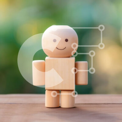 Intra Συλλεκτικό Ξύλινο Παζλ Plywood  4mm - Αξιολάτρευτη ξύλινη φιγούρα παιχνιδιού με χαμογελαστό πρόσωπο σε πράσινο φόντο Σε Ξύλινο Κουτί - Διαστάσεις: 10x10 cm – 25 κομμάτια - Image 1