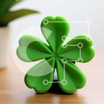 Intra Συλλεκτικό Ξύλινο Παζλ Plywood  4mm - Πράσινο τετράφυλλο ειδώλιο τριφυλλιού σε ξύλινο τραπέζι Σε Ξύλινο Κουτί - Διαστάσεις Puzzle: 10x10 cm – 25 κομμάτια - Image 1