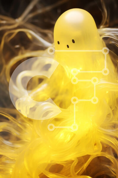 Intra Συλλεκτικό Ξύλινο Παζλ Plywood  4mm - Αφηρημένη κίτρινη φιγούρα φάντασμα που επιπλέει στον αέρα Σε Ξύλινο Κουτί - Διαστάσεις Puzzle: 10x10 cm – 25 κομμάτια