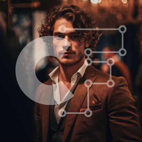 Intra Συλλεκτικό Ξύλινο Παζλ Plywood  4mm - Πορτρέτο ενός άνδρα με καφέ κοστούμι με σοβαρή έκφραση Σε Ξύλινο Κουτί - Διαστάσεις Puzzle: 10x10 cm – 25 κομμάτια - Image 1