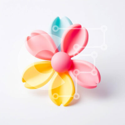 Intra Συλλεκτικό Ξύλινο Παζλ Plywood 4mm - Πολύχρωμο πλαστικό αντικείμενο λουλουδιών σε λευκή επιφάνεια Σε Ξύλινο Κουτί - Διαστάσεις Puzzle: 10x10 cm – 25 κομμάτια - Image 1