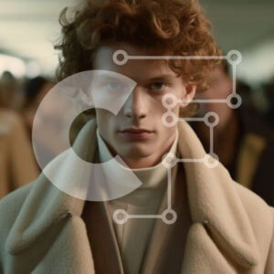 Intra Συλλεκτικό Ξύλινο Παζλ Plywood  4mm - Άνδρας με μπεζ παλτό και λευκό πουκάμισο που στέκεται στην πολυσύχναστη οδό Σε Ξύλινο Κουτί - Διαστάσεις Puzzle: 10x10 cm – 25 κομμάτια