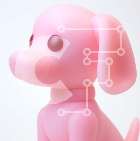 Intra Συλλεκτικό Ξύλινο Παζλ Plywood  4mm - Αξιολάτρευτο Pink Toy Dog με κόκκινο φως Σε Ξύλινο Κουτί - Διαστάσεις: 10x10 cm – 25 κομμάτια - Image 1