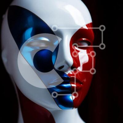 Intra Συλλεκτικό Ξύλινο Παζλ Plywood  4mm - Στυλιζαρισμένη κεφαλή μανεκέν με σχέδιο διπλού χρώματος Σε Ξύλινο Κουτί - Διαστάσεις Puzzle: 10x10 cm – 25 κομμάτια - Image 1