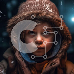 Intra Συλλεκτικό Ξύλινο Παζλ Plywood  4mm - Όμορφη εικόνα ενός νεαρού αγοριού με χειμερινά ρούχα που στέκεται στο χιόνι Σε Ξύλινο Κουτί - Διαστάσεις Puzzle: 10x10 cm – 25 κομμάτια