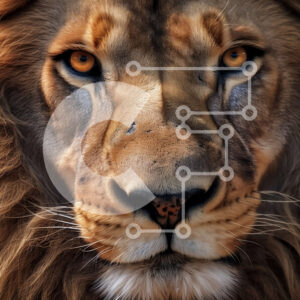 Intra Συλλεκτικό Ξύλινο Παζλ Plywood  4mm - Εντυπωσιακή κοντινή πλάνο του προσώπου του λιονταριού με κίτρινα μάτια και γούνινη χαίτη Σε Ξύλινο Κουτί - Διαστάσεις: 10x10 cm – 25 κομμάτια