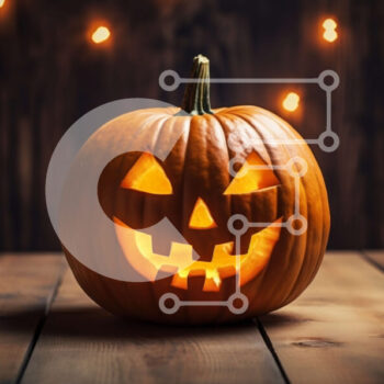 Intra Συλλεκτικό Ξύλινο Παζλ Plywood  4mm - Σκαλιστή κολοκύθα με λαμπερά φώτα σε ξύλινο τραπέζι Σε Ξύλινο Κουτί - Διαστάσεις Puzzle: 10x10 cm – 25 κομμάτια - Image 1