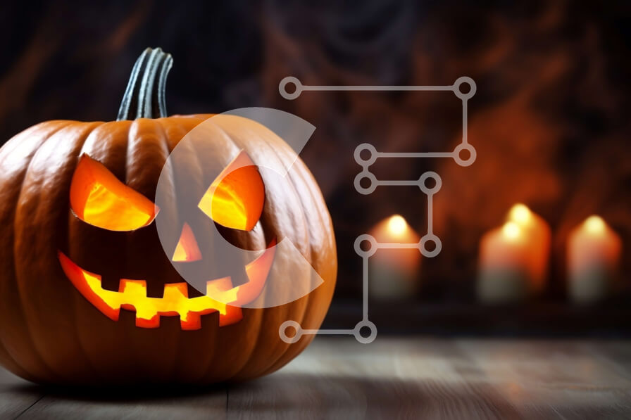 Intra Συλλεκτικό Ξύλινο Παζλ Plywood  4mm - Αναμμένη σκαλιστή κολοκύθα με κεριά - αποκριάτικη διακόσμηση Σε Ξύλινο Κουτί - Διαστάσεις Puzzle: 10x10 cm – 25 κομμάτια