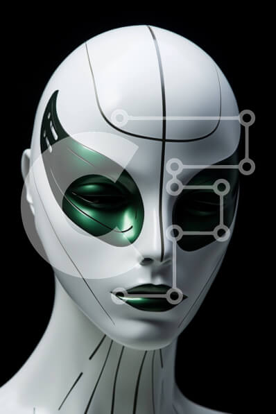 Intra Συλλεκτικό Ξύλινο Παζλ Plywood  4mm - Μανεκέν με λευκό πρόσωπο και πράσινα μάτια Σε Ξύλινο Κουτί - Διαστάσεις Puzzle: 10x10 cm – 25 κομμάτια