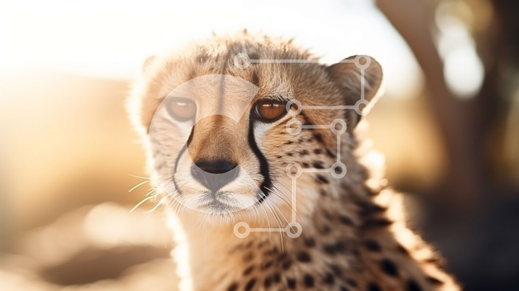 Intra Συλλεκτικό Ξύλινο Παζλ Plywood  4mm - Κοντινό πλάνο ενός τσιτάχ που κοιτάζει επίμονα την κάμερα Σε Ξύλινο Κουτί - Διαστάσεις: 10x10 cm – 25 κομμάτια