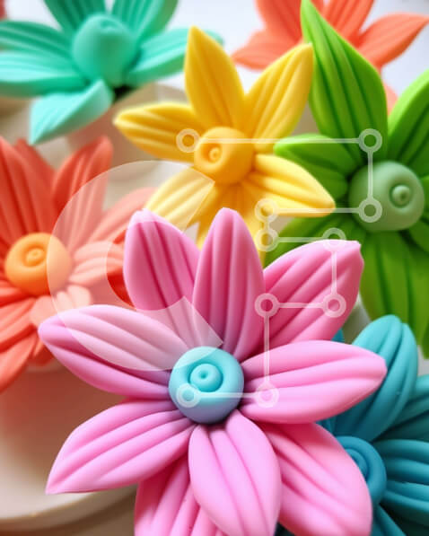 Intra Συλλεκτικό Ξύλινο Παζλ Plywood  4mm - Κύκλος από πολύχρωμα λουλούδια σε άσπρο φόντο Σε Ξύλινο Κουτί - Διαστάσεις: 10x10 cm – 25 κομμάτια