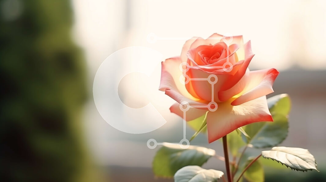 Intra Συλλεκτικό Ξύλινο Παζλ Plywood  4mm - Μονό ροζ τριαντάφυλλο σε φυσικό περιβάλλον Σε Ξύλινο Κουτί - Διαστάσεις: 10x10 cm – 25 κομμάτια