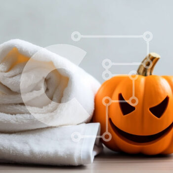 Intra Συλλεκτικό Ξύλινο Παζλ Plywood  4mm - Πορτοκαλί κολοκύθα στη στοίβα από λευκές πετσέτες Σε Ξύλινο Κουτί - Διαστάσεις Puzzle: 10x10 cm – 25 κομμάτια - Image 1