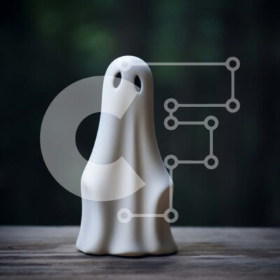 Intra Συλλεκτικό Ξύλινο Παζλ Plywood  4mm - Λευκό ειδώλιο φαντάσματος σε ημιτελές ξύλινο τραπέζι Σε Ξύλινο Κουτί - Διαστάσεις Puzzle: 10x10 cm – 25 κομμάτια - Image 1