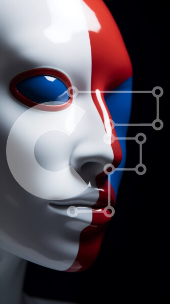 Intra Συλλεκτικό Ξύλινο Παζλ Plywood  4mm - Ζωγραφική προσώπου γαλλικής σημαίας στο μανεκέν Σε Ξύλινο Κουτί - Διαστάσεις Puzzle: 10x10 cm – 25 κομμάτια