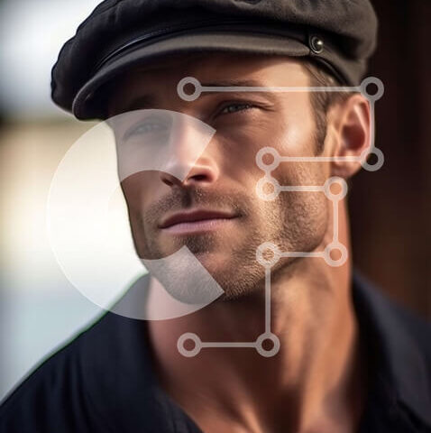 Intra Συλλεκτικό Ξύλινο Παζλ Plywood  4mm - Κομψός άνδρας με μαύρο καπέλο και λευκό πουκάμισο που κοιτάζει την απόσταση Σε Ξύλινο Κουτί - Διαστάσεις Puzzle: 10x10 cm – 25 κομμάτια - Image 1