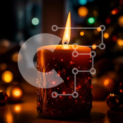 Intra Συλλεκτικό Ξύλινο Παζλ Plywood  4mm - Άνετη χριστουγεννιάτικη σκηνή με αναμμένο κερί και χριστουγεννιάτικο δέντρο Σε Ξύλινο Κουτί - Διαστάσεις: 10x10 cm – 25 κομμάτια - Image 1