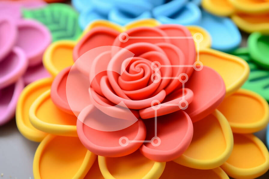 Intra Συλλεκτικό Ξύλινο Παζλ Plywood  4mm - Πολύχρωμα πλαστικά λουλούδια τοποθετημένα σε κύκλο Σε Ξύλινο Κουτί - Διαστάσεις: 10x10 cm – 25 κομμάτια