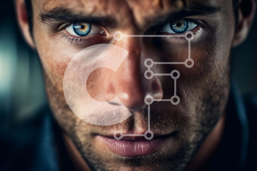 Intra Συλλεκτικό Ξύλινο Παζλ Plywood  4mm - Πορτρέτο ενός άνδρα με μπλε μάτια και μια σοβαρή έκφραση Σε Ξύλινο Κουτί - Διαστάσεις Puzzle: 10x10 cm – 25 κομμάτια