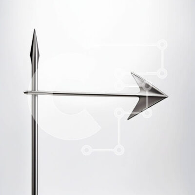 Intra Συλλεκτικό Ξύλινο Παζλ Plywood  4mm - Αφηρημένο ασημένιο βέλος σε καθαρό λευκό φόντο Σε Ξύλινο Κουτί - Διαστάσεις Puzzle: 10x10 cm – 25 κομμάτια - Image 1