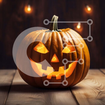 Intra Συλλεκτικό Ξύλινο Παζλ Plywood  4mm - Σκαλιστή και αναμμένη κολοκύθα για το Halloween Σε Ξύλινο Κουτί - Διαστάσεις Puzzle: 10x10 cm – 25 κομμάτια - Image 1