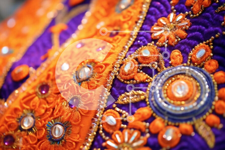 Intra Συλλεκτικό Ξύλινο Παζλ Plywood  4mm - Κομψό και εκλεπτυσμένο μωβ και πορτοκαλί φόρεμα Σε Ξύλινο Κουτί - Διαστάσεις Puzzle: 10x10 cm – 25 κομμάτια