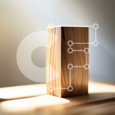 Intra Συλλεκτικό Ξύλινο Παζλ Plywood  4mm - Απλή και μινιμαλιστική εικόνα ενός ξύλινου μπλοκ σε ένα τραπέζι Σε Ξύλινο Κουτί - Διαστάσεις: 10x10 cm – 25 κομμάτια - Image 1