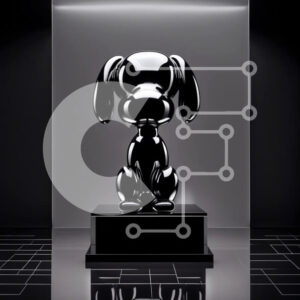 Intra Συλλεκτικό Ξύλινο Παζλ Plywood  4mm - Εκπληκτική ασπρόμαυρη φωτογραφία αγάλματος σκύλου σε δραματικό σκηνικό Σε Ξύλινο Κουτί - Διαστάσεις: 10x10 cm – 25 κομμάτια