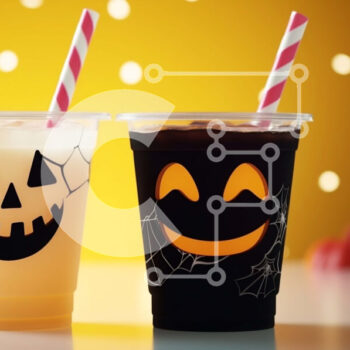 Intra Συλλεκτικό Ξύλινο Παζλ Plywood  4mm - Απόκριες πλαστικές κούπες με διακοσμητικά κολοκύθας και φαναριού Σε Ξύλινο Κουτί - Διαστάσεις: 10x10 cm – 25 κομμάτια - Image 1