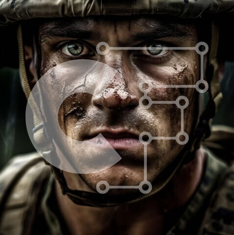 Intra Συλλεκτικό Ξύλινο Παζλ Plywood  4mm - Σοβαρός στρατιωτικός με στολή παραλλαγής - εικόνα από κοντά Σε Ξύλινο Κουτί - Διαστάσεις Puzzle: 10x10 cm – 25 κομμάτια - Image 1