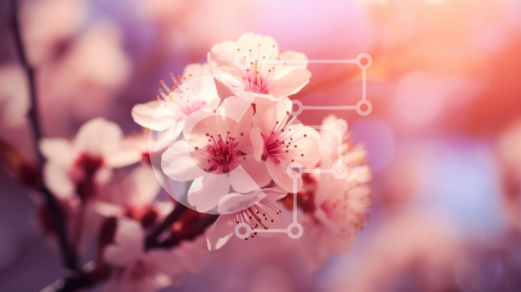 Intra Συλλεκτικό Ξύλινο Παζλ Plywood  4mm - Κοντινό πλάνο της ανθισμένης κερασιάς με ροζ λουλούδια Σε Ξύλινο Κουτί - Διαστάσεις: 10x10 cm – 25 κομμάτια