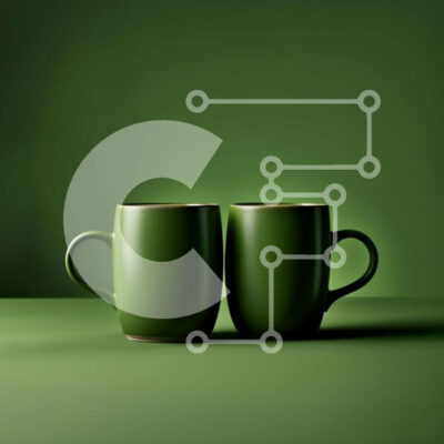 Intra Συλλεκτικό Ξύλινο Παζλ Plywood  4mm - Δύο πράσινες κούπες σε ένα τραπέζι Σε Ξύλινο Κουτί - Διαστάσεις Puzzle: 10x10 cm – 25 κομμάτια - Image 1