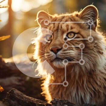 Intra Συλλεκτικό Ξύλινο Παζλ Plywood  4mm - Golden Brown Lynx σε ένα ξέφωτο δάσους Σε Ξύλινο Κουτί - Διαστάσεις: 10x10 cm – 25 κομμάτια - Image 1