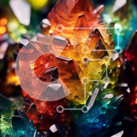 Intra Συλλεκτικό Ξύλινο Παζλ Plywood  4mm - Όμορφη κοντινή εικόνα ενός συμπλέγματος πολύχρωμων κρυστάλλων Σε Ξύλινο Κουτί - Διαστάσεις: 10x10 cm – 25 κομμάτια - Image 1