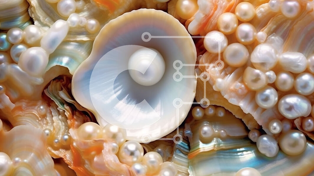 Intra Συλλεκτικό Ξύλινο Παζλ Plywood  4mm - Εκπληκτική κινηματογράφηση σε πρώτο πλάνο με μαργαριτάρια διατεταγμένα σε μοτίβο σε λευκό φόντο Σε Ξύλινο Κουτί - Διαστάσεις Puzzle: 10x10 cm – 25 κομμάτια